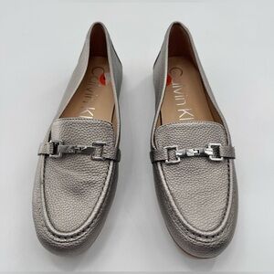Calvin Klein Flats Size 9 1/2 Women’s Loafers Pewter NEW Slip On Shoes
